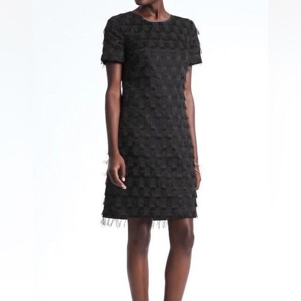 Banana Republic Dress Shift Textured Black size 12